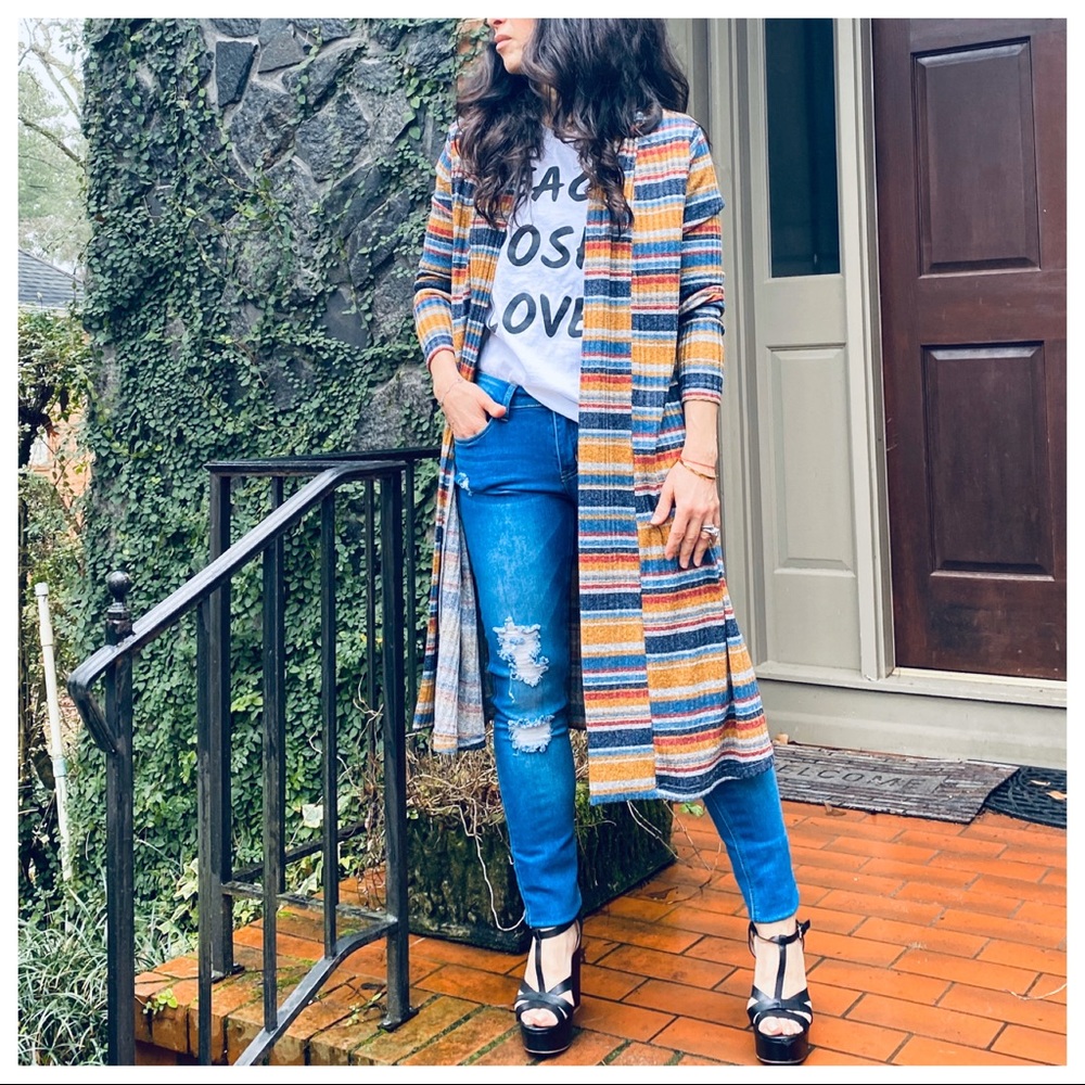 ✨LAST ONE✨multi color striped open knit cardigan - Picture 5 of 5